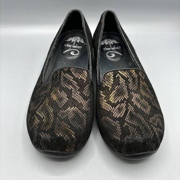 Dansko Olivia Womens Shoes Bronze Black Snake Print Sz 37 Leather Comfort‎ - Picture 2 of 9